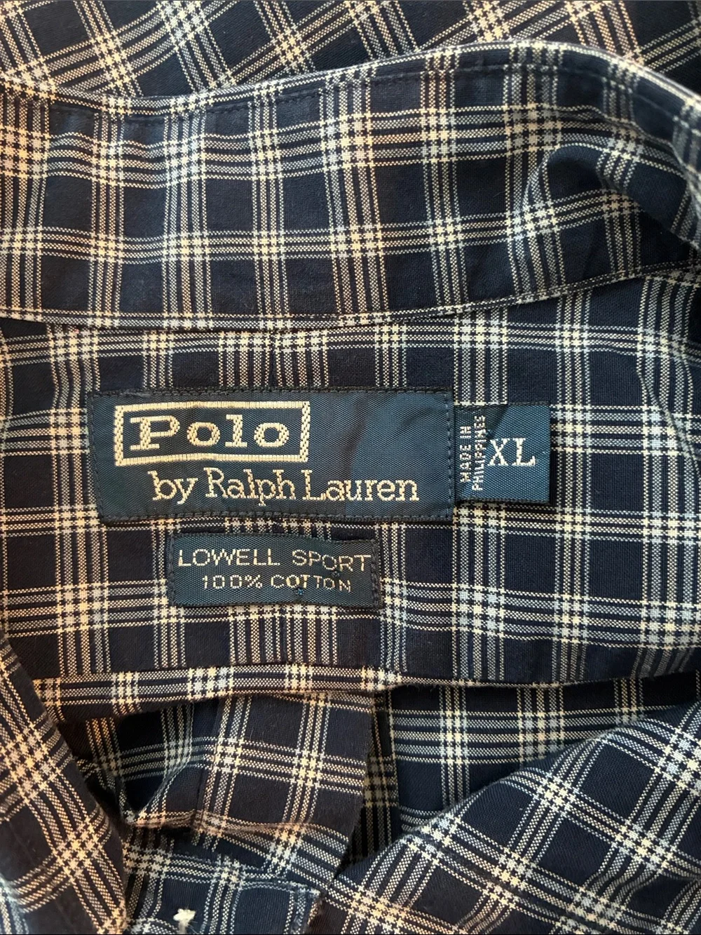 Polo by Ralph Lauren Navy and White Plaid Button-Down Shirt